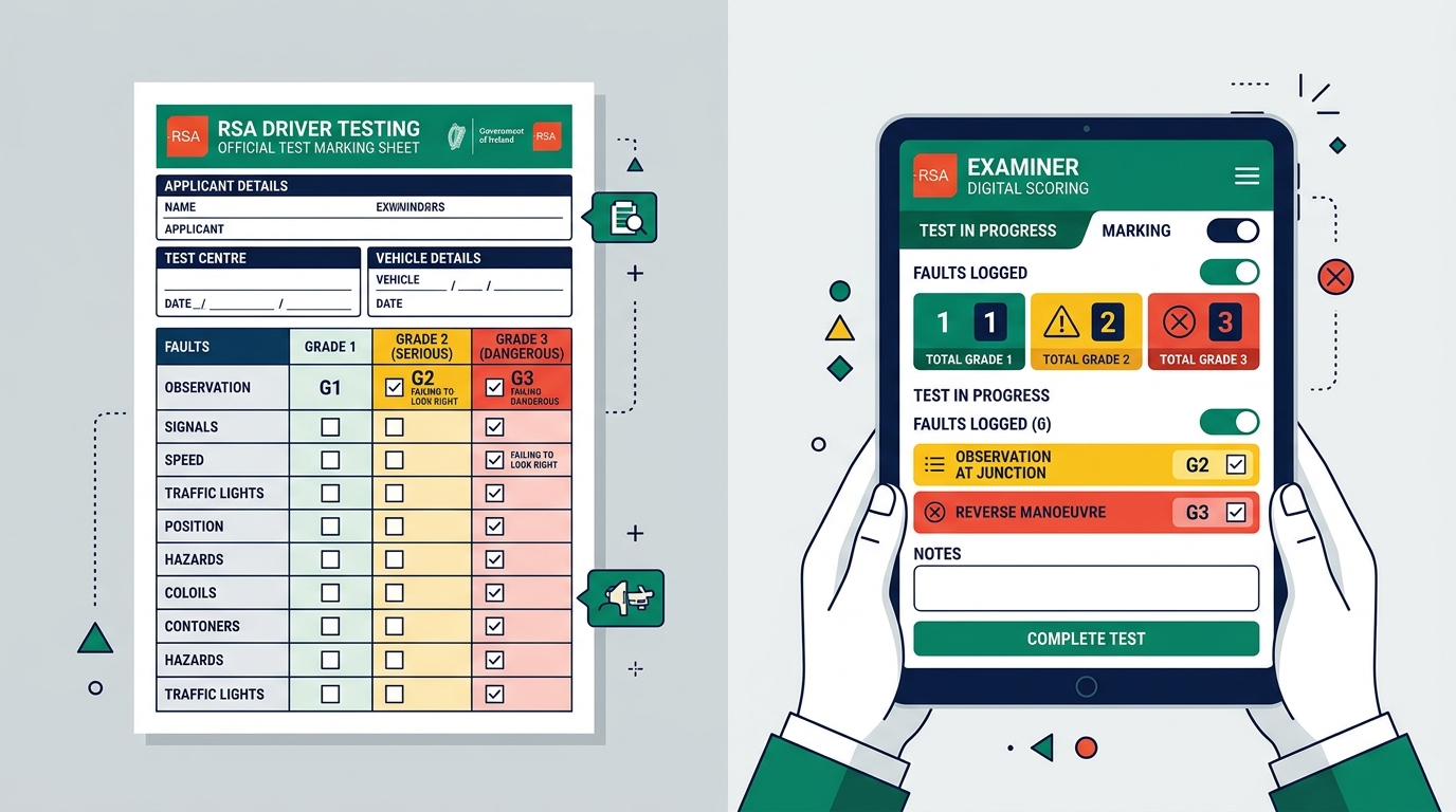 Irish Driving Test Marking Sheet Explained (RSA Marking Sheet & Scoring 2026)