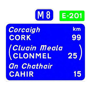 Route confirmatory sign with Euro Route marker plate