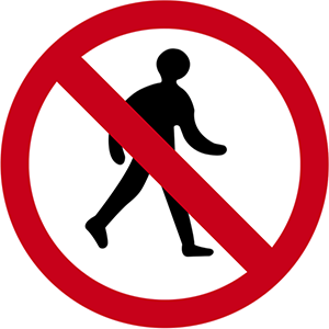 No entry for pedestrians to tramway
