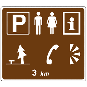 Advance sign for facilities in lay-by