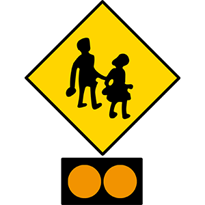 School children crossing ahead
